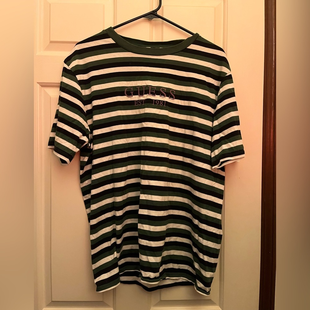 Guess green and white shirt